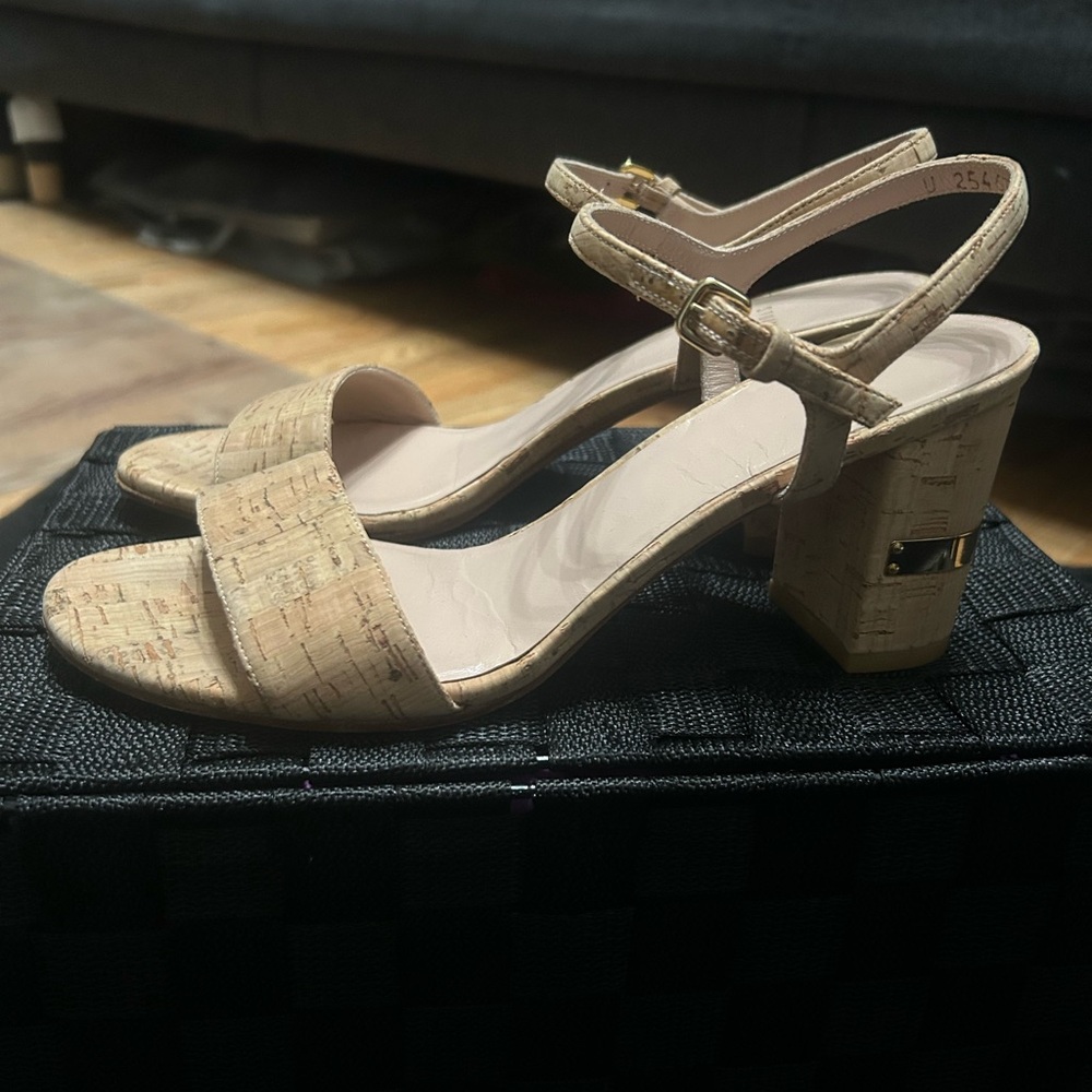 Stuart Weitzman Cork Block Heel Sandals